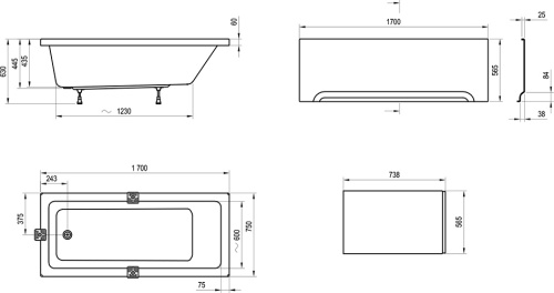 RAVAK Ванна 10° 170*75