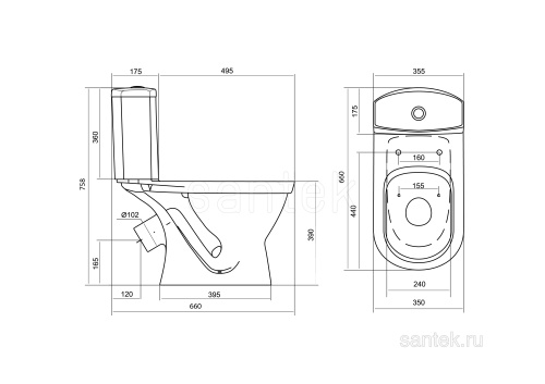 SANTEK Унитаз-компакт Santek "Алькор" полипроп. сиденье косой