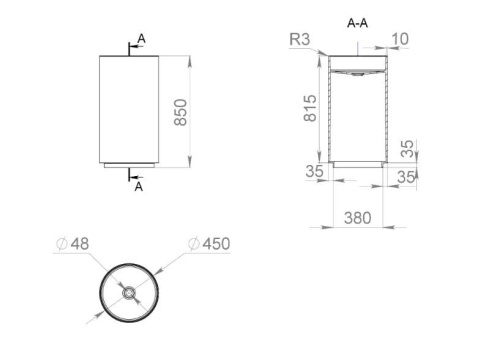 Salini Раковина ARMONIA 45*85 (ножки, донный клапан)