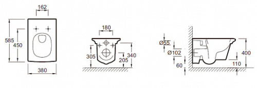 JACOB DELAFON  Унитаз подвесной STILLNESS с крышкой-сидением