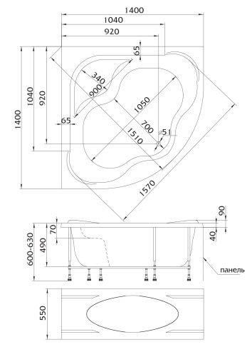 Marka One Ванна "Afrodita" 140x140