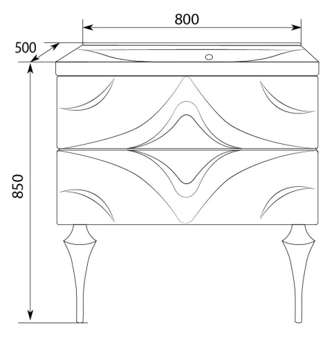 Marka One Подвесная тумба с раковиной Angel 80П, два встроенных ящика, Cappuccino