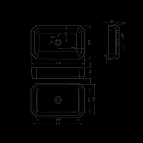 SANITA LUXE Умывальник Line, 55 см