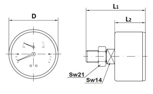 WATTS  Термоманометр TMAХ заднее подключение (диаметр 80 мм, 0-10 бар, 1/2")