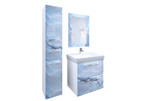 Marka One Пенал Visbaden 30П с двумя дверками и одним встроенным ящиком, Blue marble L