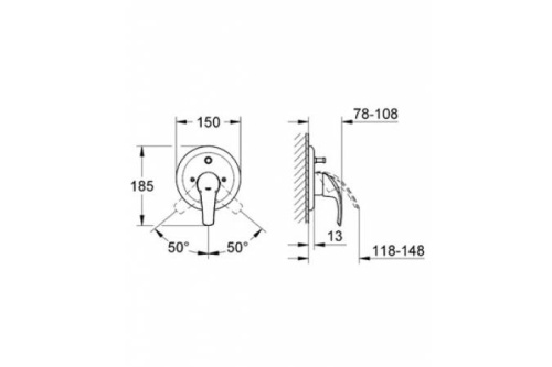 GROHE Внешняя часть смесителя для ванны Eurosmart