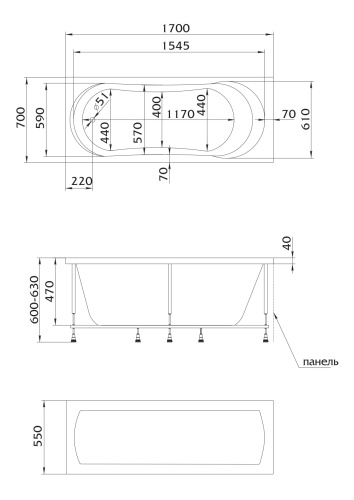 Marka One Ванна "Libra" 170x70