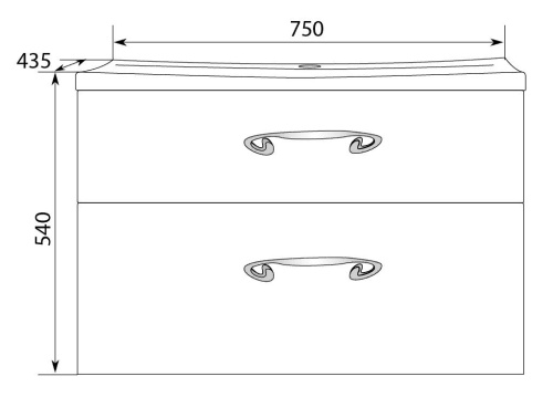 Marka One Подвесная тумба с раковиной Delice 75П с двумя встроенными ящиками, White