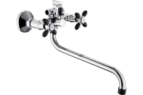 Антей Смеситель д/ванны с 2-мя рукоятками S-30 см, с цвет. након и ручк. черный Радуга 2270716 АНТЕЙ