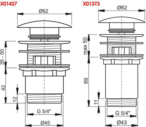 RAVAK Слив для умывальника Click-Clack короткий