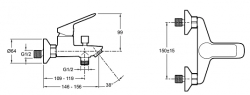 JACOB DELAFON  Комплект для ванны LUCIEN c 2-мя смесителями, душевой штангой, лейкой и шлангом