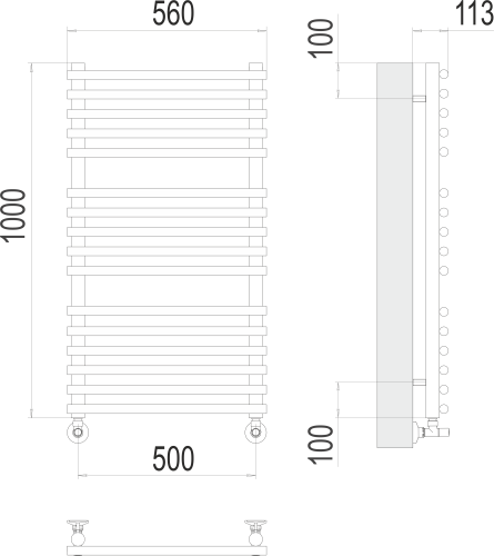 Terminus Полотенцесушитель водяной "Кремона" П16 500х1000 мм