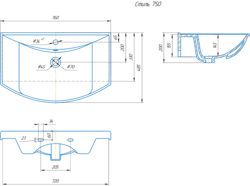 KIROVIT Умывальник "Стиль" 750 Киров