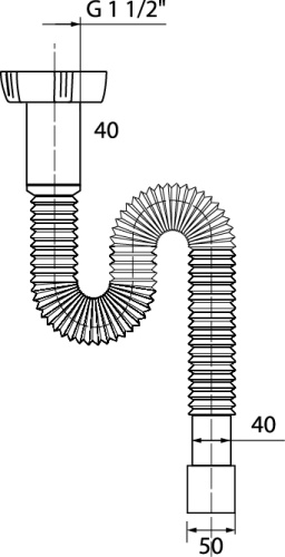 WIRQUIN Сифон гофрированный без выпуска, 1200 мм