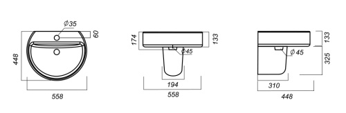 SANITA LUXE Умывальник полупьедестальный Best (55,8 см)