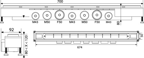 WIRQUIN ВИРКЕН Трап линейный  сух затвор Слим решетка L= 700мм