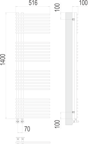 Terminus Полотенцесушитель водяной "Астра" П28 70х1400 мм