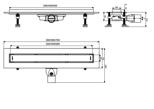 WIRQUIN Трап линейный с сифоном Слим решетка L= 500мм 