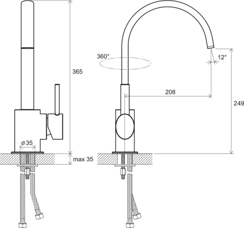 RAVAK Смеситель для умывальника FM 016.00 без донного клапана
