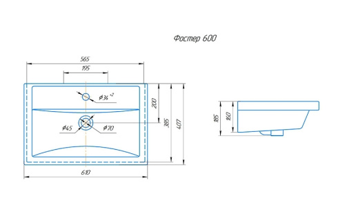 KIROVIT Умывальник "Фостер", 60 см