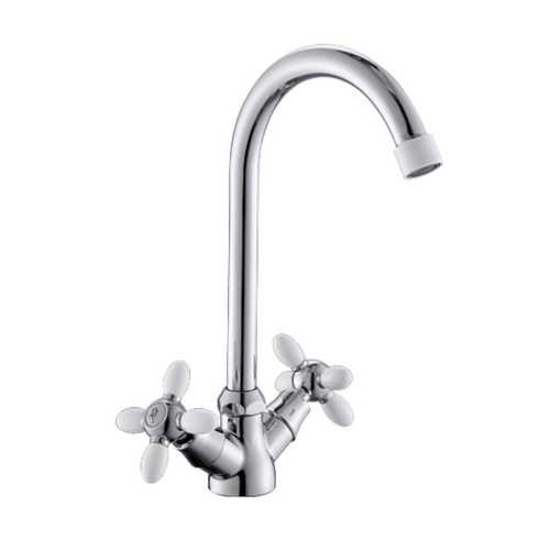 Антей Смеситель д/кухни с 2-мя рукоятками с высоким изливом, цв. нак. и руч.белый Радуга 5970717 АНТЕЙ