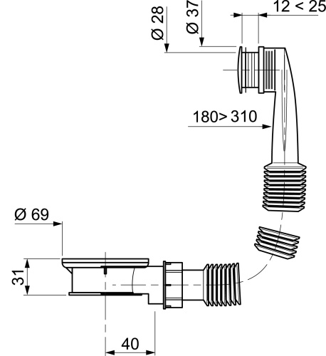 WIRQUIN Слив-перелив для раковины, пластик  