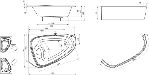 RAVAK Ванна LOVE STORY II 196*139 R