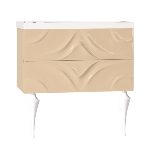 Marka One Подвесная тумба с раковиной Angel 80П, два встроенных ящика, Vanilla