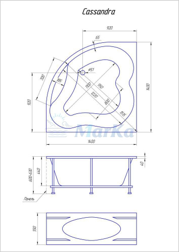 1Marka Ванна "Cassandra" 140х140