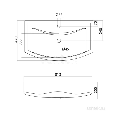 SANTEK Раковина Балтика, 80 см