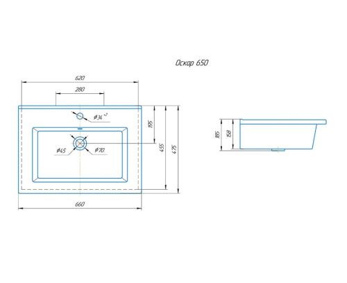 KIROVIT Умывальник "Оскар", 65 см