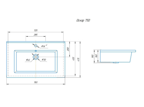 KIROVIT Умывальник "Оскар", 75 см