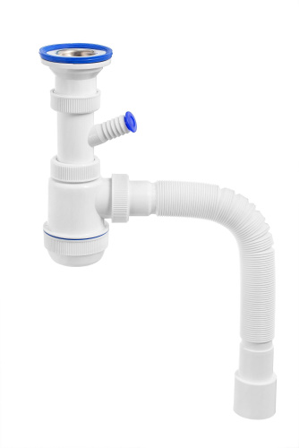 VIRPLAST Сифон "МИНИ Элит" с нержавеющей чашкой, отводом и гибкой трубой