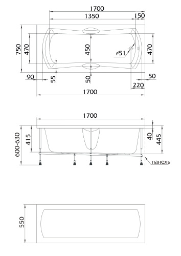 1Marka Ванна "Agora" 170x75