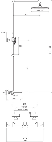 RAVAK Душевая стойка Termo 300 с термостатическим смесителем и ручным душем