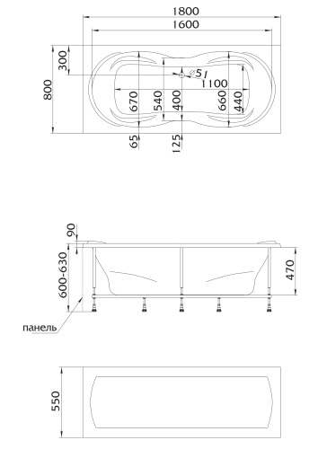 1Marka Ванна "Dinamika" 180x80 