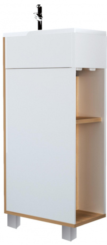 1Marka Напольная тумба с раковиной Laura 40Н с одной дверкой, дуб сонома L