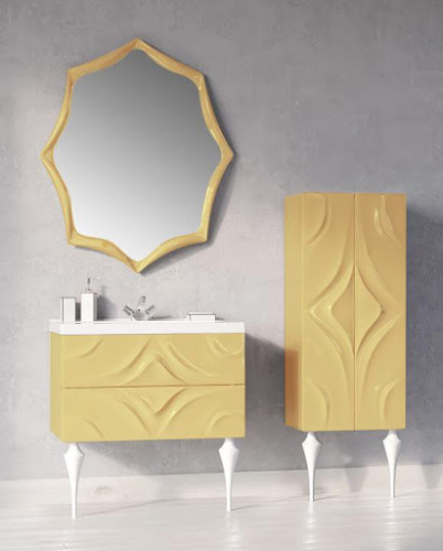 Marka One Подвесная тумба с раковиной Angel 80П, два встроенных ящика, Vanilla