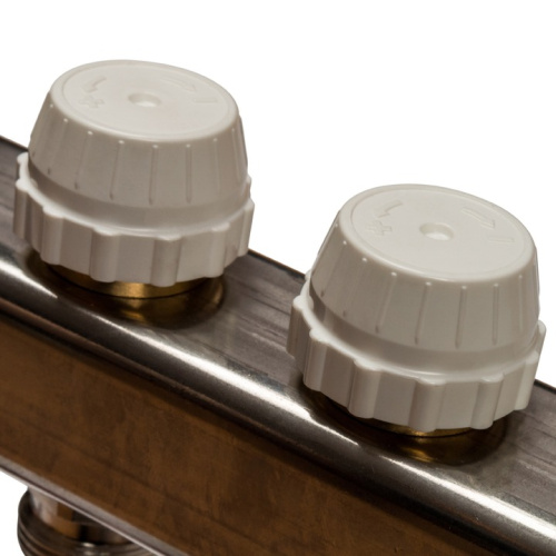 STOUT Коллектор с расходомерами, выпускным клапаном и сливом 8 выходов, нержавеющая сталь