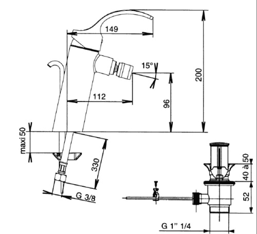 JACOB DELAFON  Смеситель для биде SALUTE однорычажный