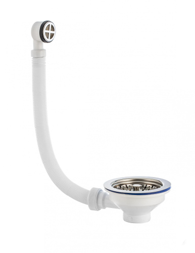 VIRPLAST Выпуск "Элит" с круглым переливом и нержавеющей чашкой, 114 мм