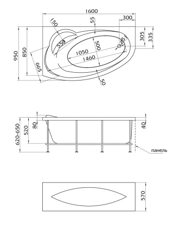 Marka One Ванна "Julianna" 160х95 R