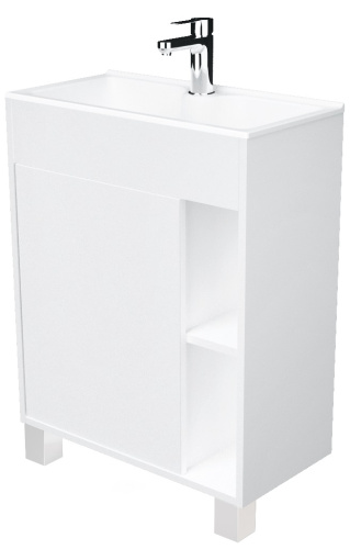 1Marka Напольная тумба с раковиной Lido 60Н с одной дверкой, белый глянец 
