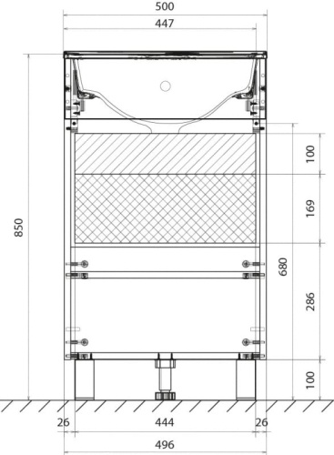 1Marka Напольная тумба с раковиной JULY 50Н с одной дверкой, белый глянец 