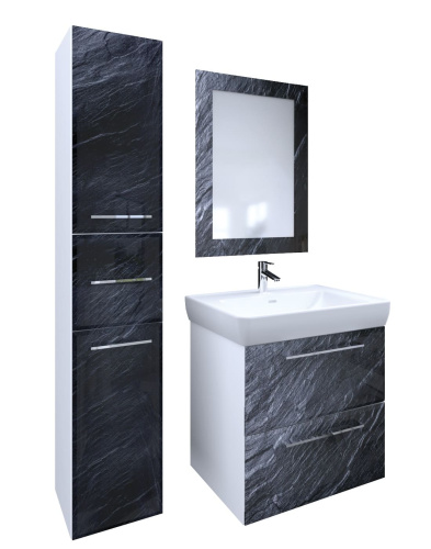 Marka One Пенал Lacio 30П с двумя дверками и одним встроенным ящиком, Black stone L