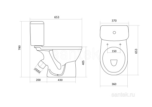 SANTEK Унитаз-компакт Бореаль с диагональным выпуском, антивсплеск