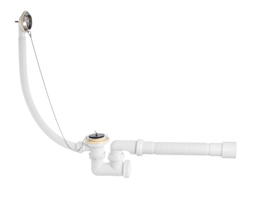 WIRQUIN Сифон для ванн 1 1/2" х 40/50мм с переливом, пробкой и гибкой трубой