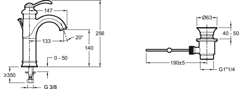 JACOB DELAFON  Смеситель для раковины высокий FAIRFAX 