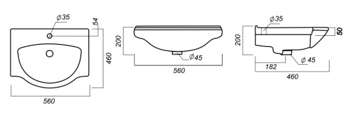 SANITA Умывальник Идеал с хромированным обрамлением, 56 см
