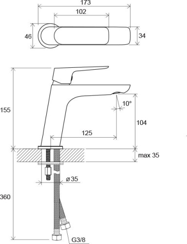 RAVAK Смеситель для умывальника CLASSIC без донного клапана